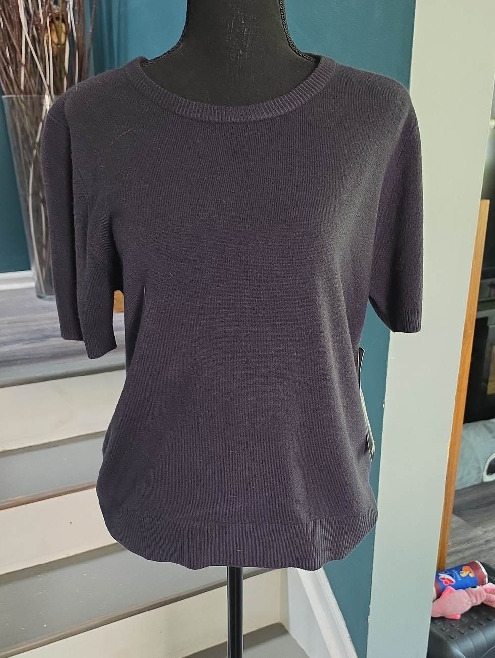 Sag Harbor Navy Short Sleeve Knit Top
